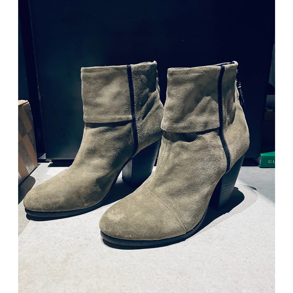 Rag & Bone Green suede zip ankle boots